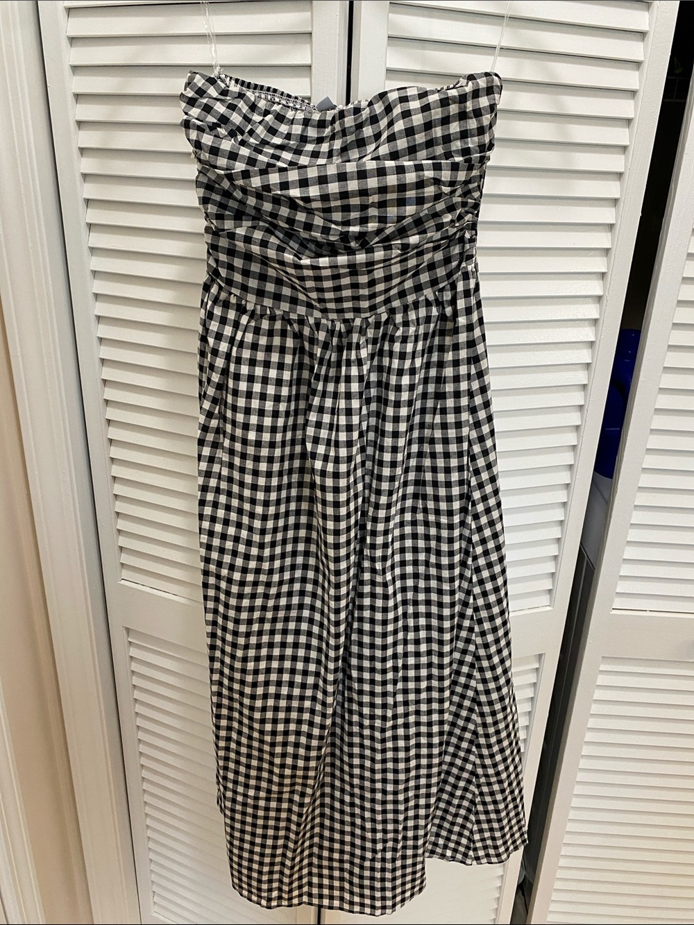 Strapless Black and White Gingham Midi Dress — Classic Summer Staple